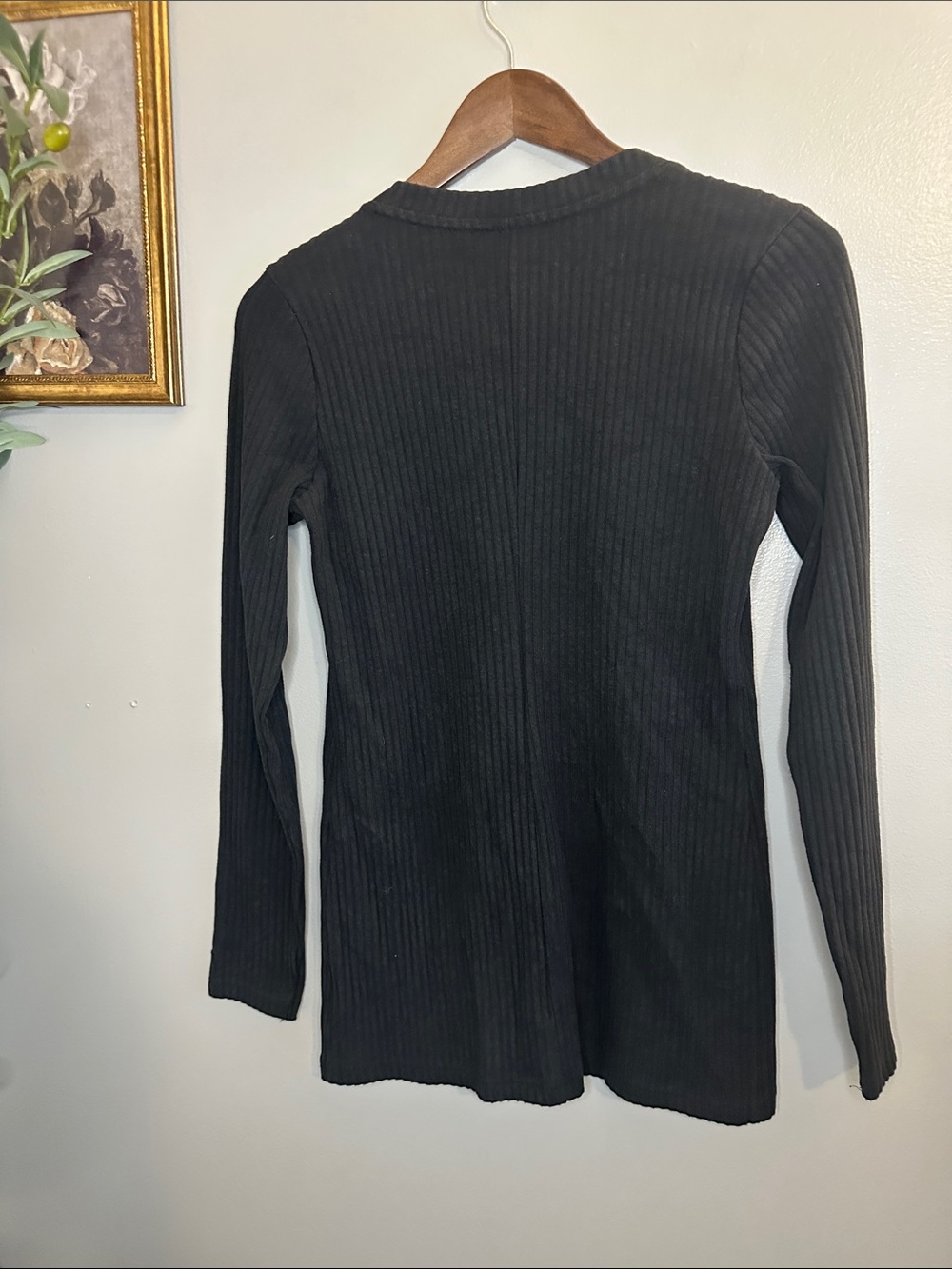 Nike Black Ribbed Button Front Cardigan Sweater Lightweight Athleisure Size S - Picture 7 of 7